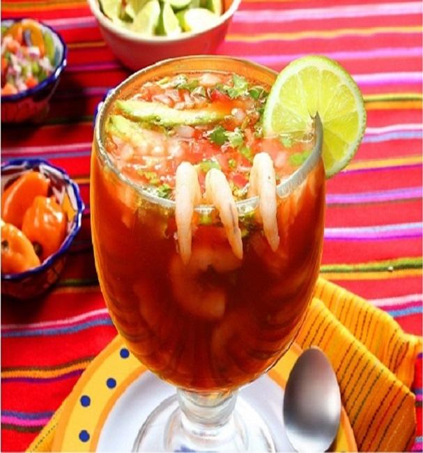 mexican shrimp cocktail with clamato